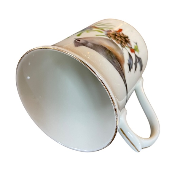 Vintage Lenox Winter Greetings Chickadee & Titmouse Bird Mug Gold Trim Porcelain - Picture 8 of 9